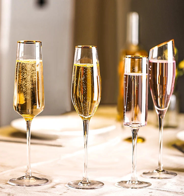 Champagne Flute Glasses Cocktail Glasses Elegantly Designed Hand Blown