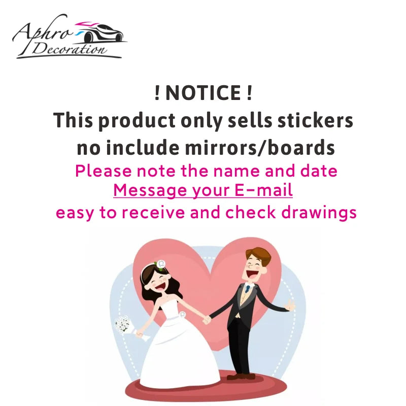 Wedding Welcome Sign Stickers French Style Wedding Decor Vinyl Decal Art Murals Custom Name & Date Wall Sticker