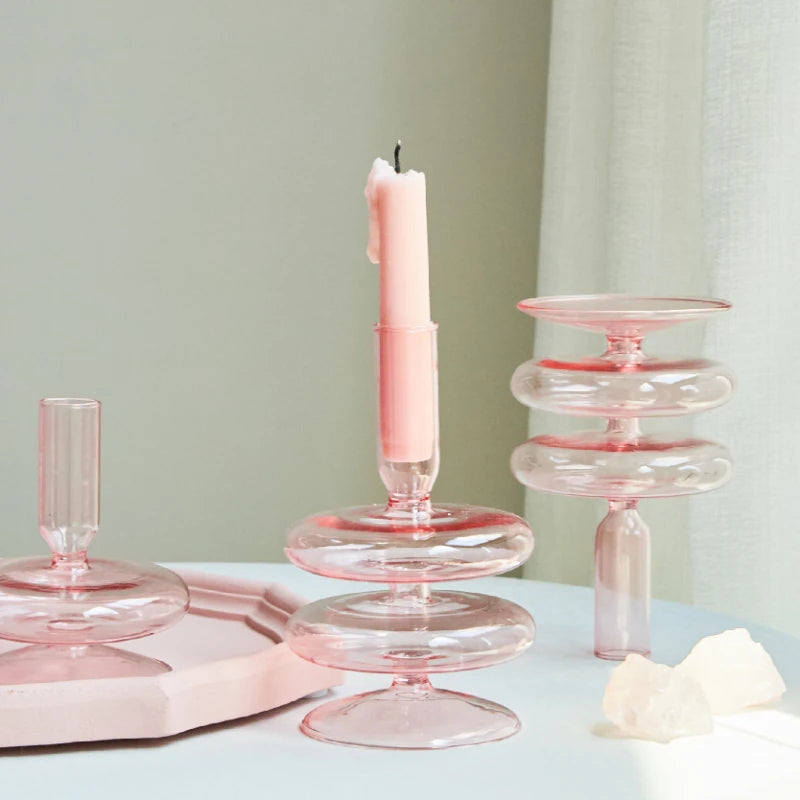 Pink Wedding Table Centerpieces Candle Holder Wedding Decoration Flower Vase Home Decoration Accessories Vases Room Decor