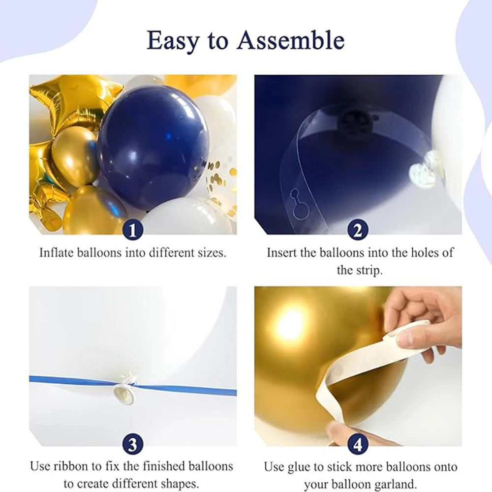 Wedding Balloons Garland Arch Kit Navy Blue White Gold Balloon Gold Star Foil Ballon Wedding Anniversary Party Birthday Supplies