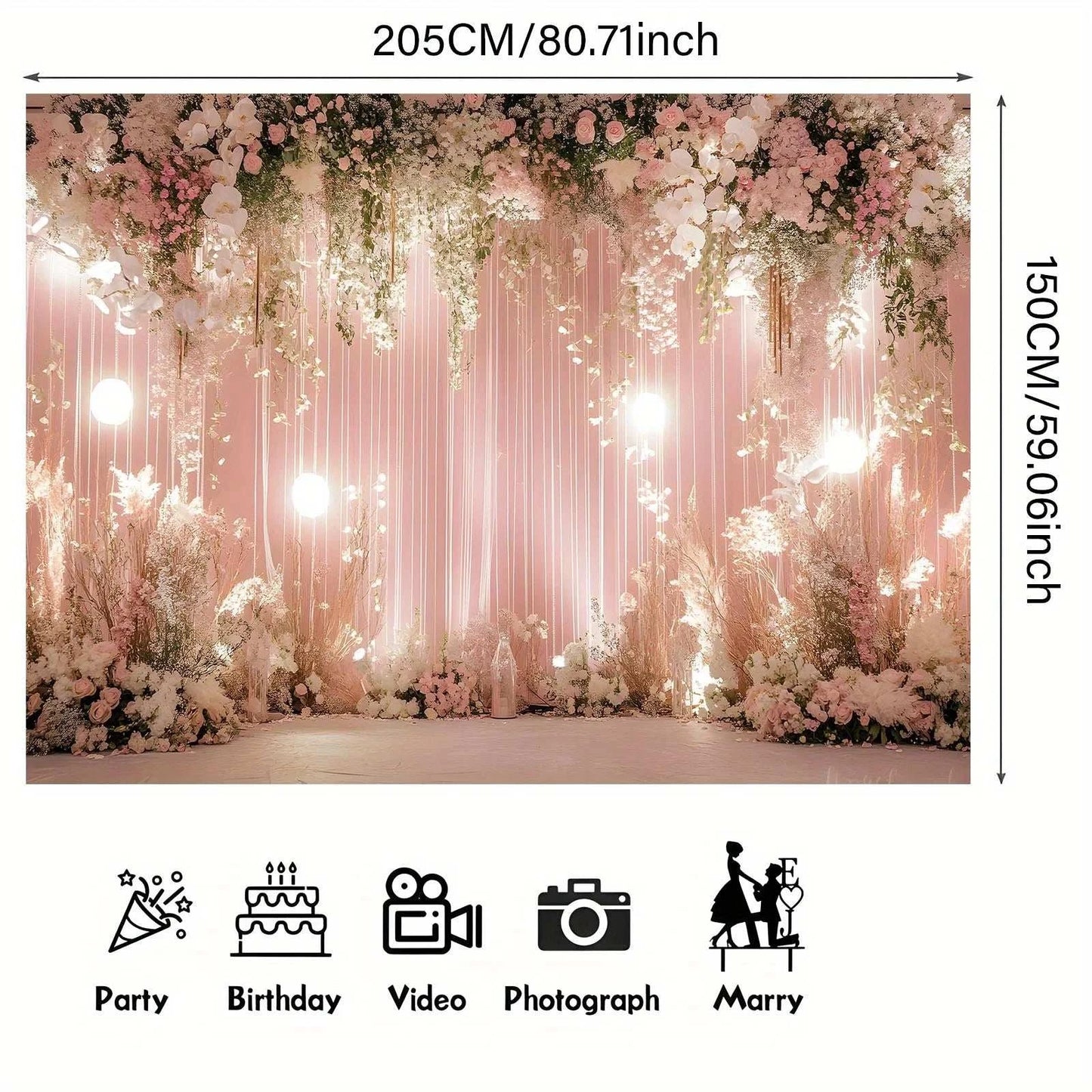 Pink Pink Flower Lantern Wedding - Elegant Photo Wall with White and P