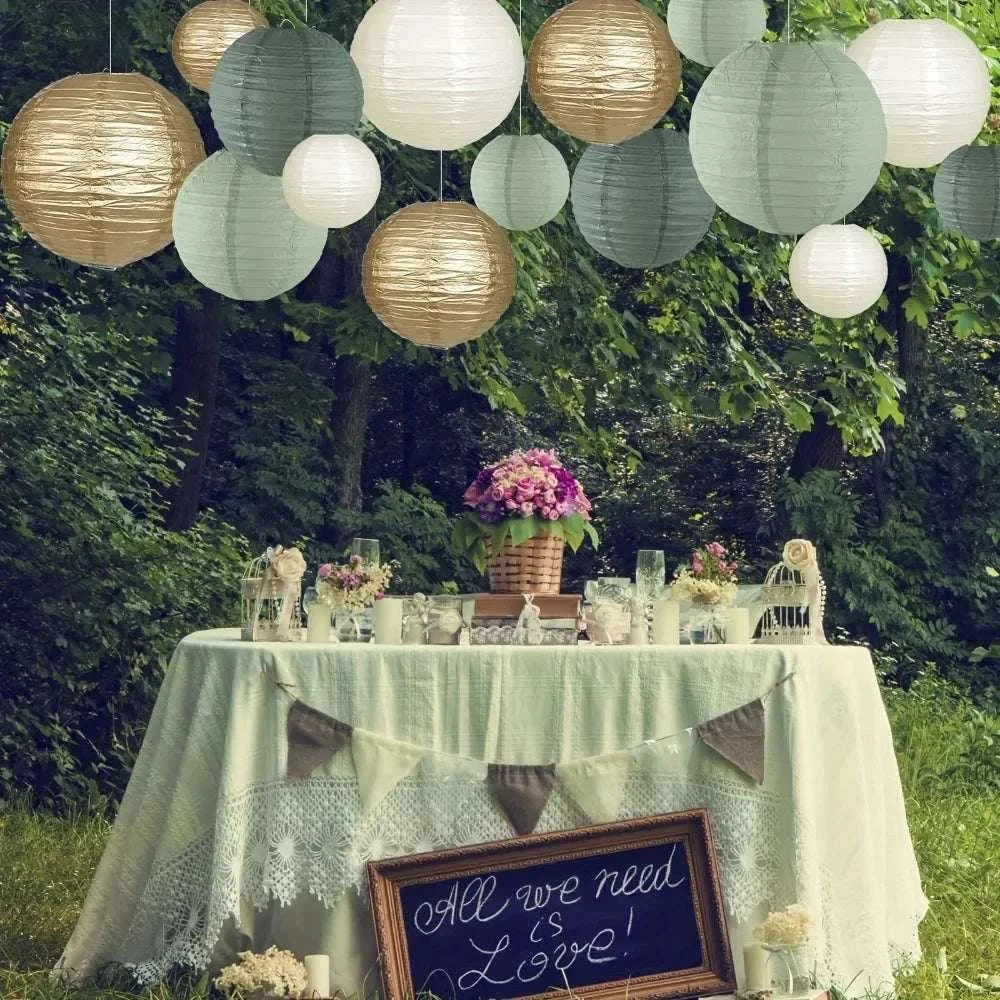 Sage Paper Lantern Wedding Decoration Background Retro Green Lantern S