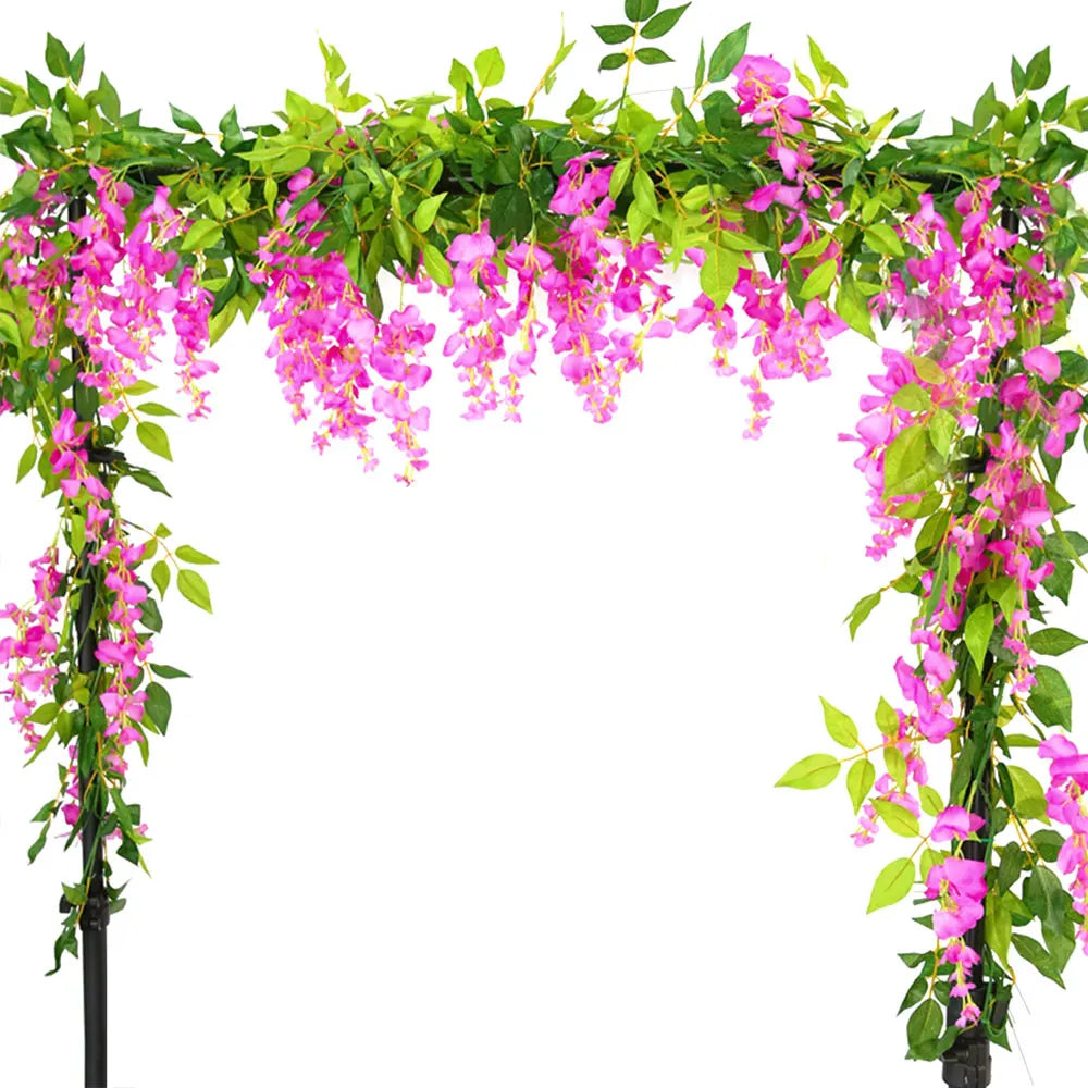 2pcs 7ft Artificial Silkflower Wisteria Blossom Vine Flower Wreath Garland Wedding Home Decoration Wedding Arch Floral Decor