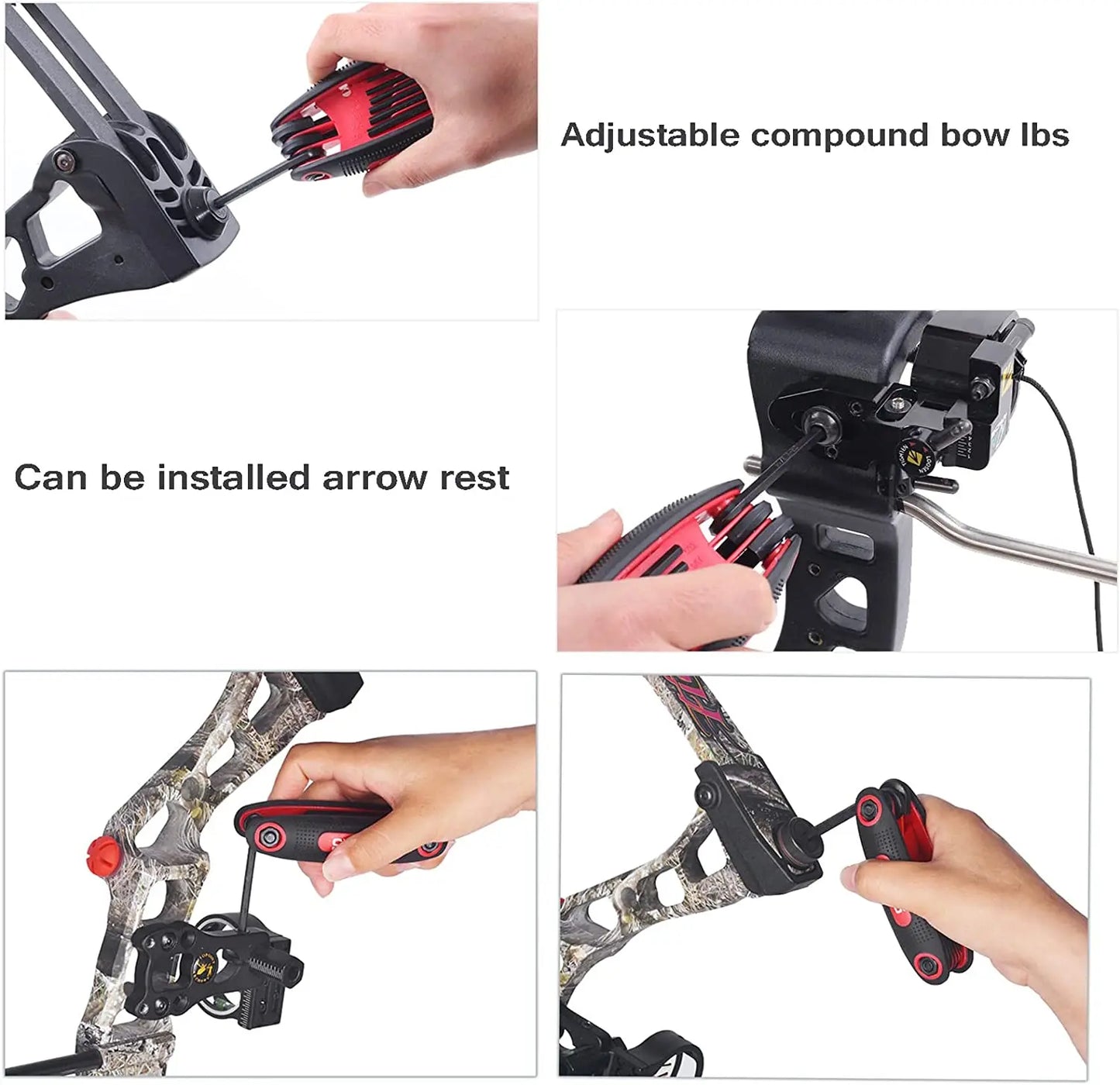 Archery Allen Wrench Tool 9 in 1 Universal Multi Wrench Foldable Inch Repairing Tool Multi Wrench Tool for Archery Adjustment Bo