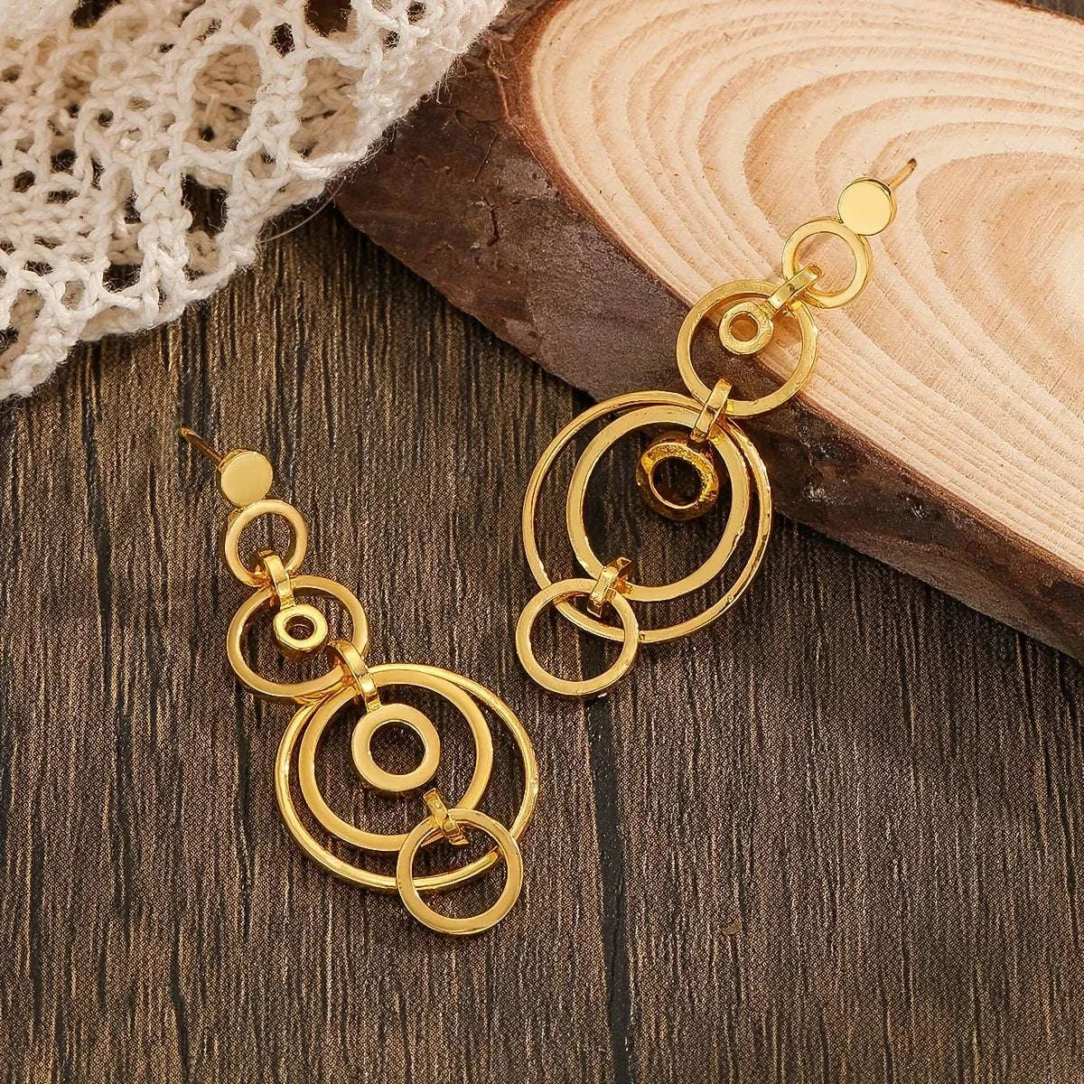 New Geometric Gold Color Hoops Hollow Earrings For Women Fashion Jew