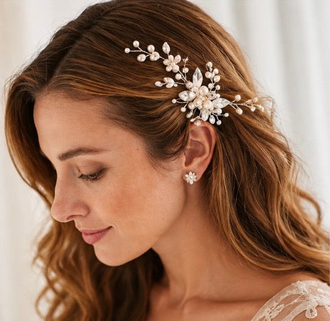 Crystal Floral Vine Bridal Hair Barrette