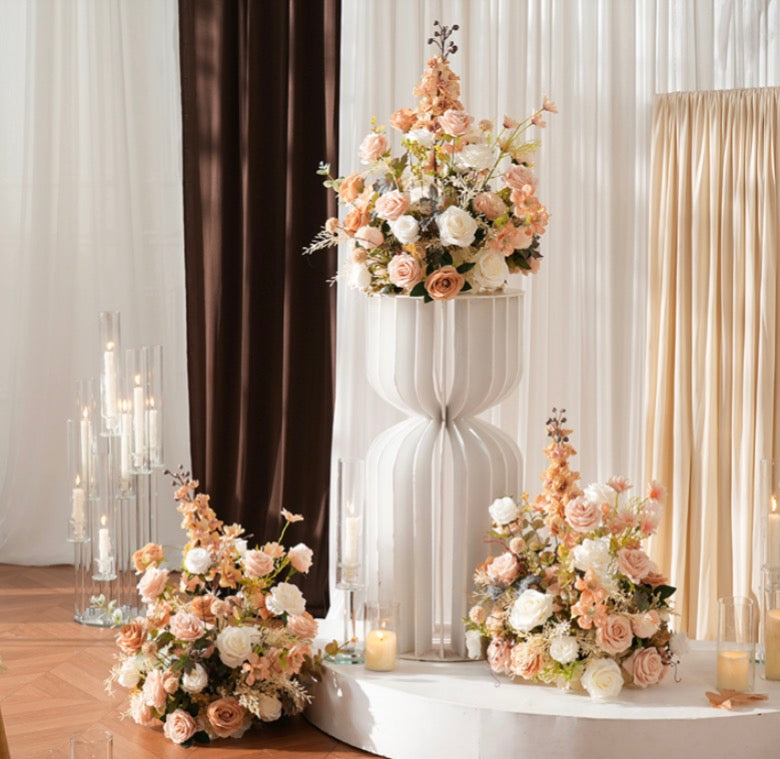 Blush & Ivory Garden Rose Artificial Floral Arrangement
