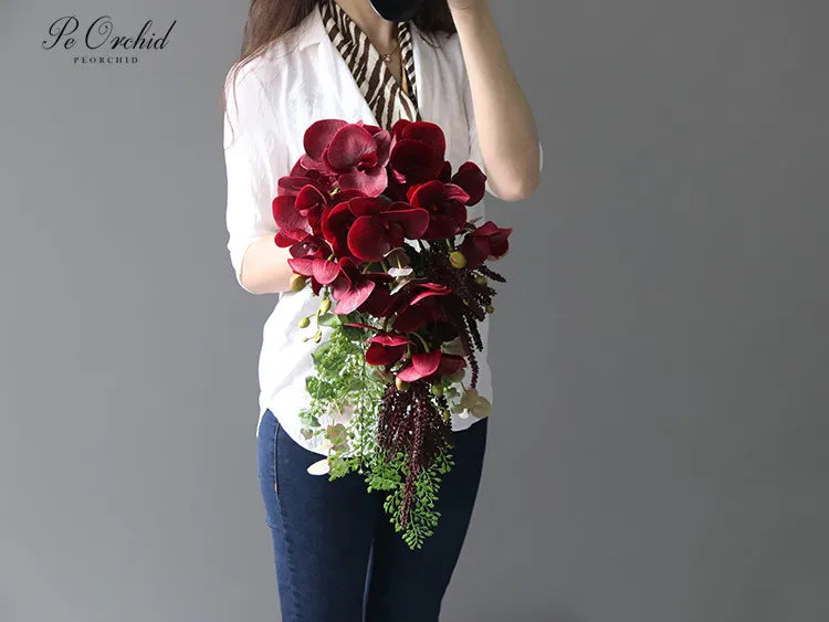 Burgundy Cascading Bridal Bouquet