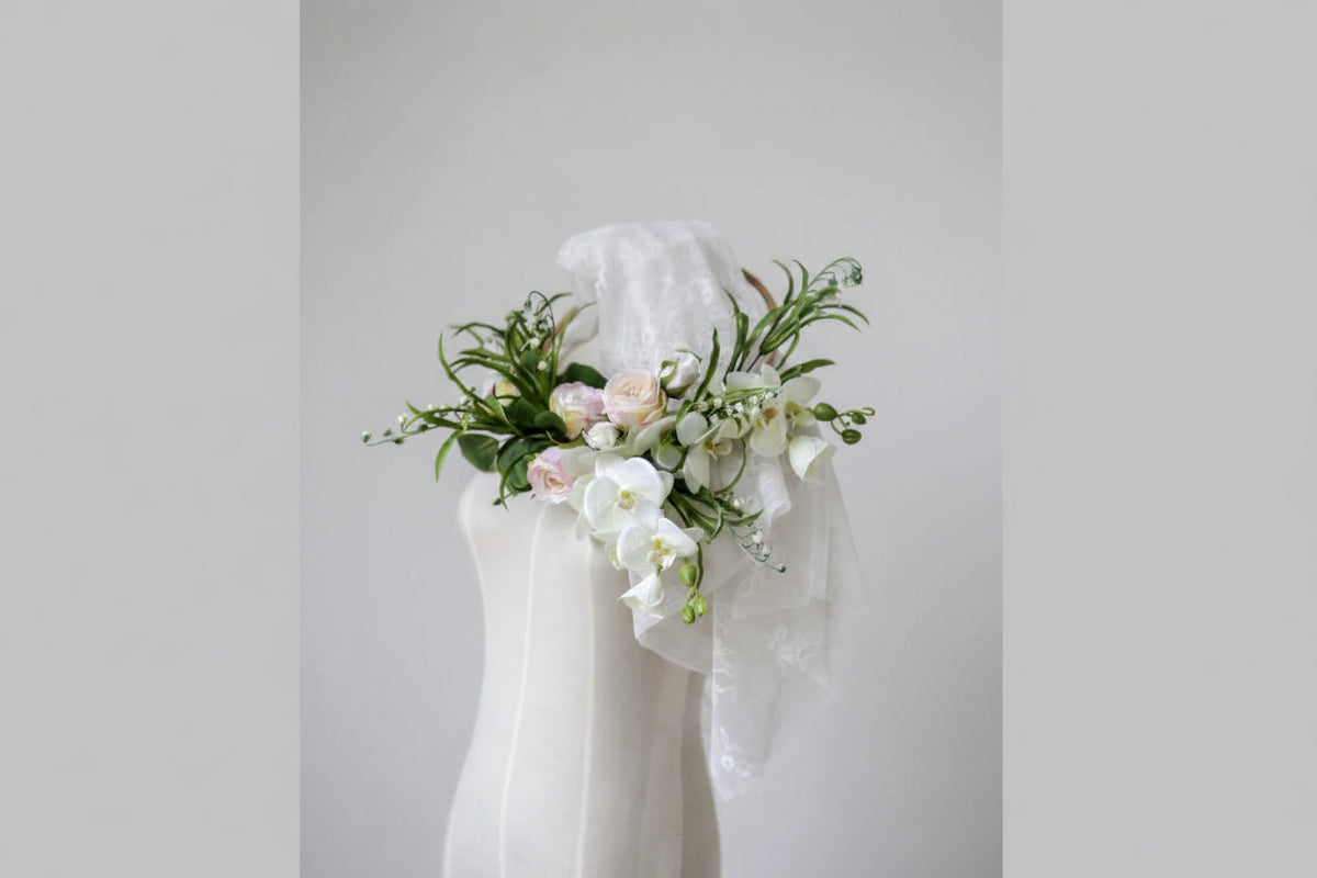 Cascading Orchid & Rose Floral Hoop
