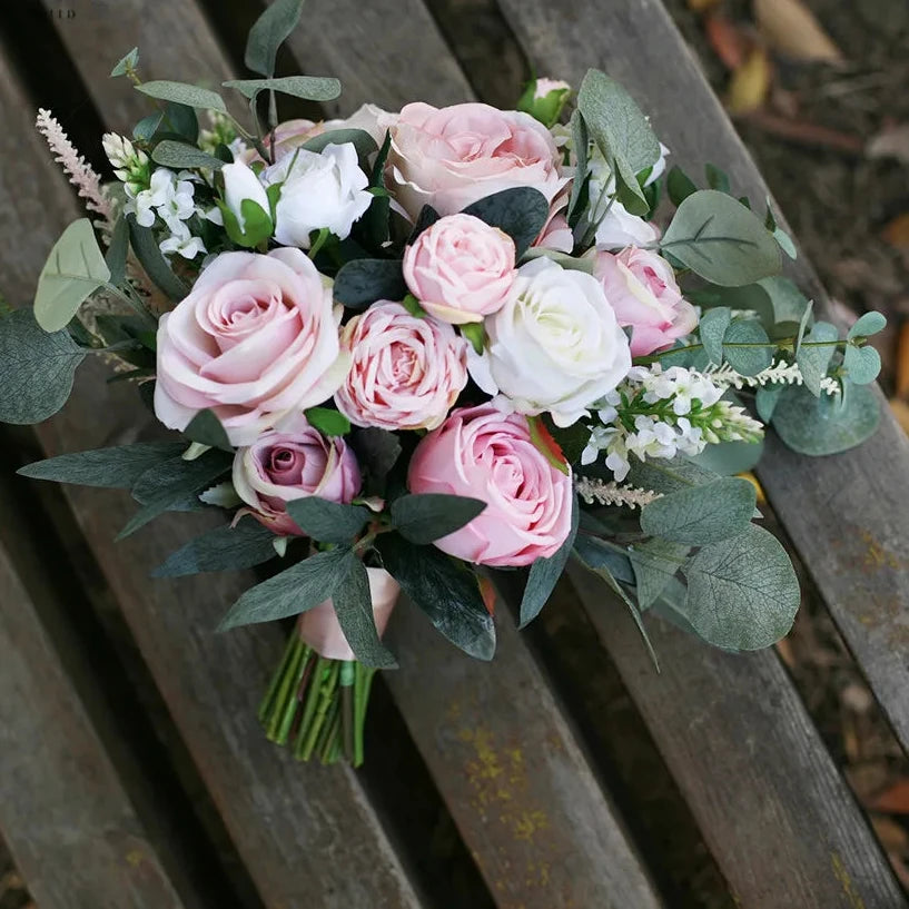 Dusty Rose, Blush Pink and White Rose Bouquet