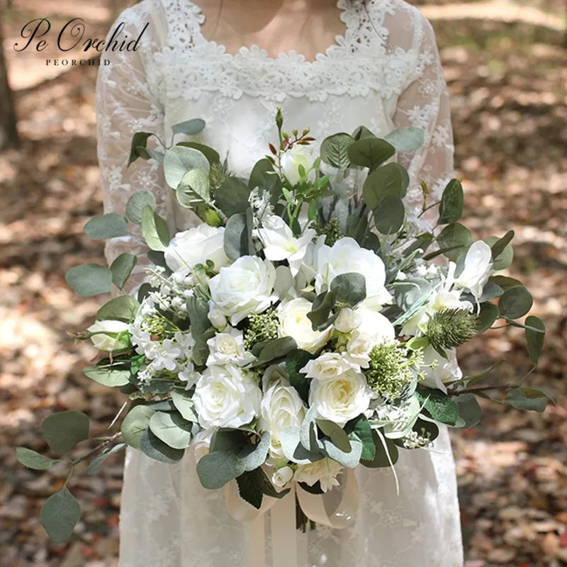 Green White Rose Bridal Bouquet