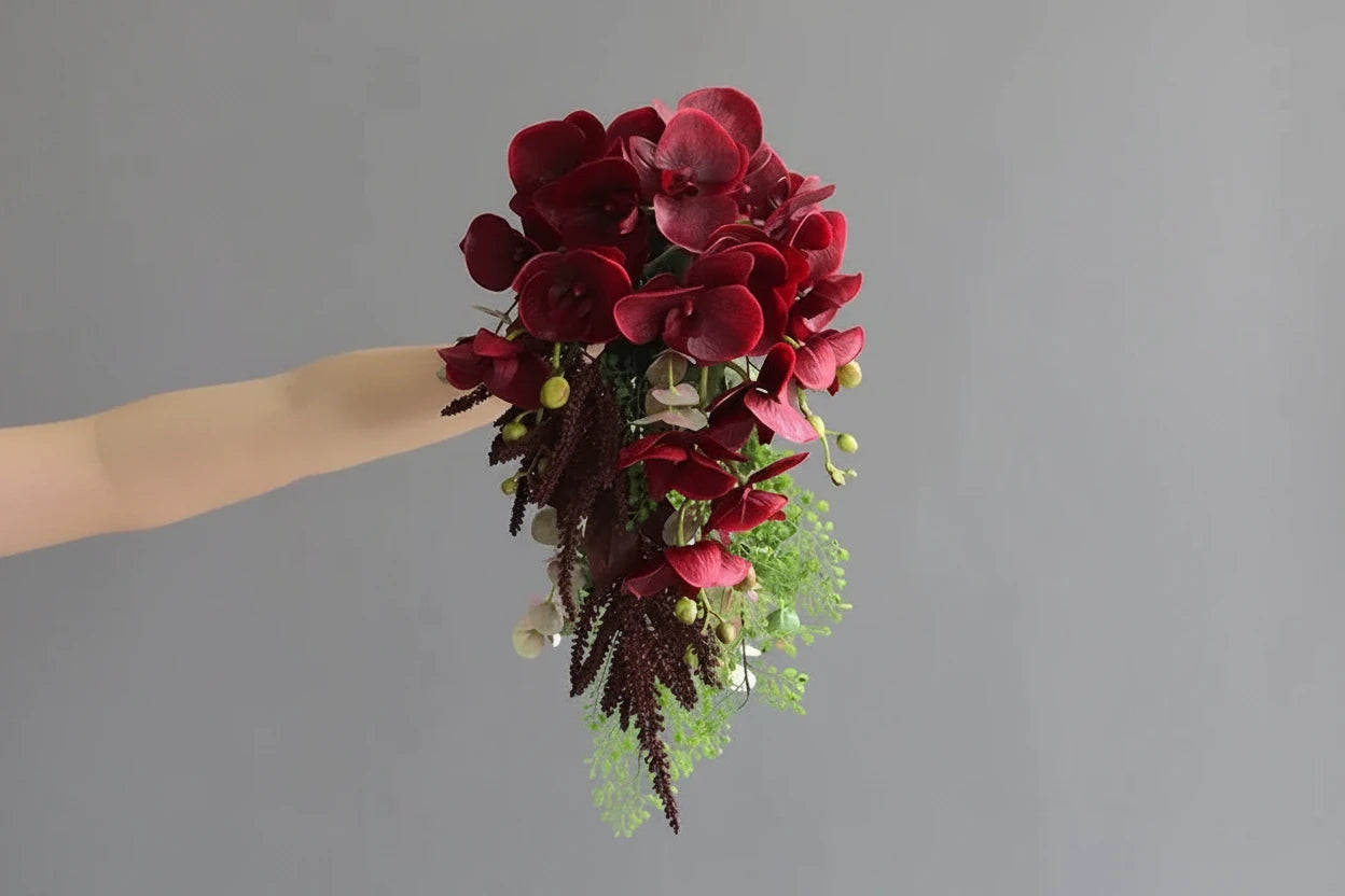 Burgundy Cascading Bridal Bouquet