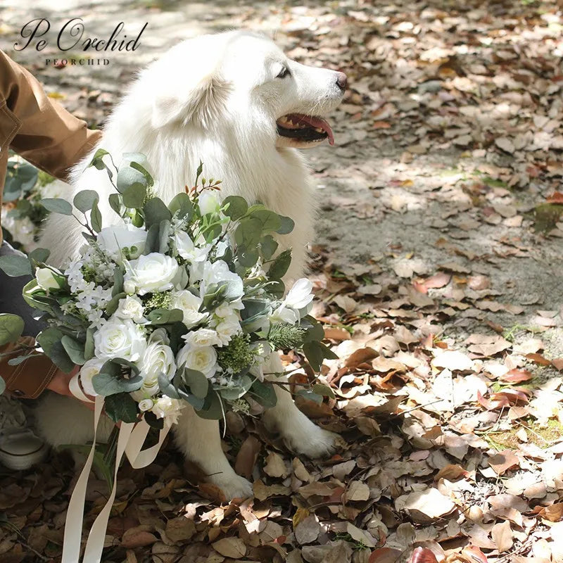 Green White Rose Bridal Bouquet