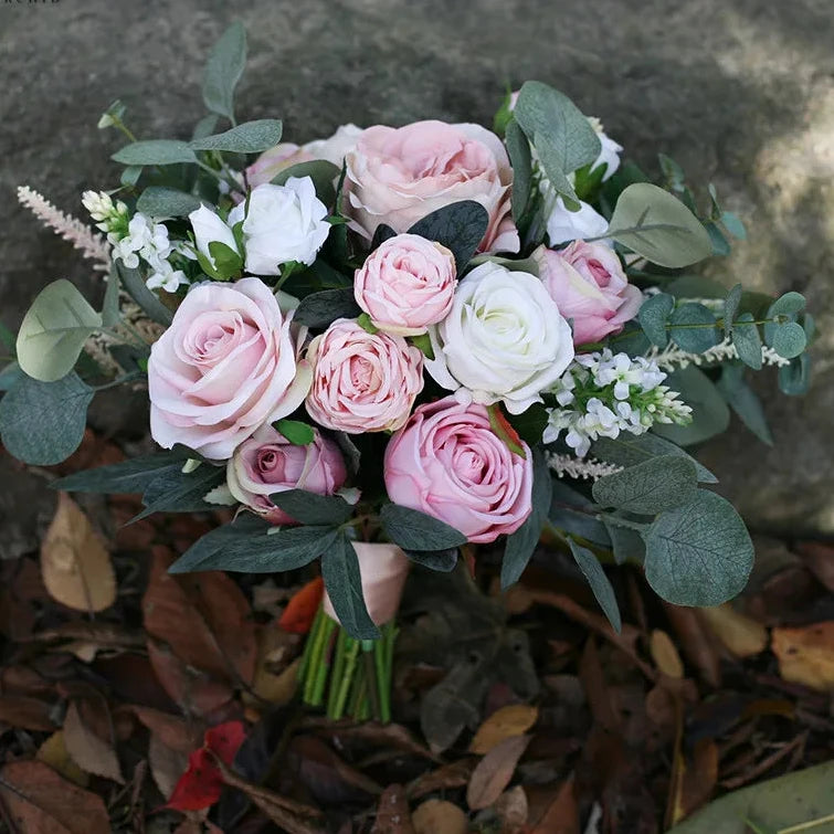 Dusty Rose, Blush Pink and White Rose Bouquet