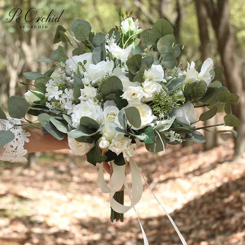 Green White Rose Bridal Bouquet