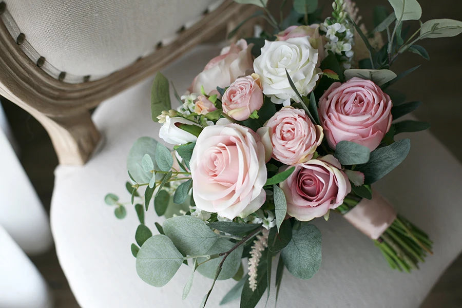 Dusty Rose, Blush Pink and White Rose Bouquet