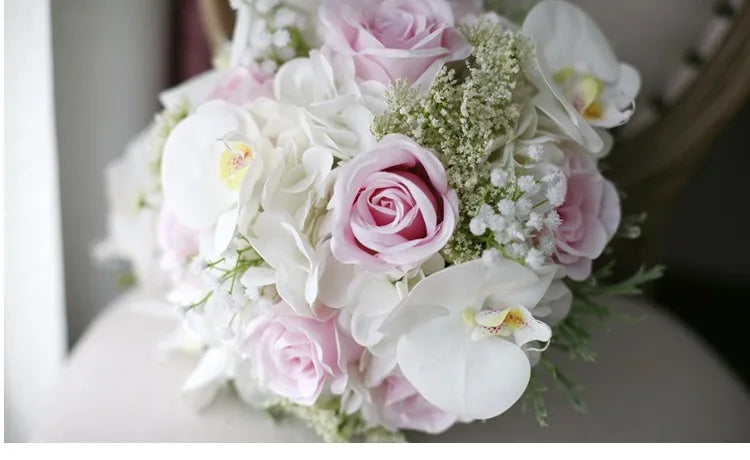 Pink White Cascading Bridal Bouquet