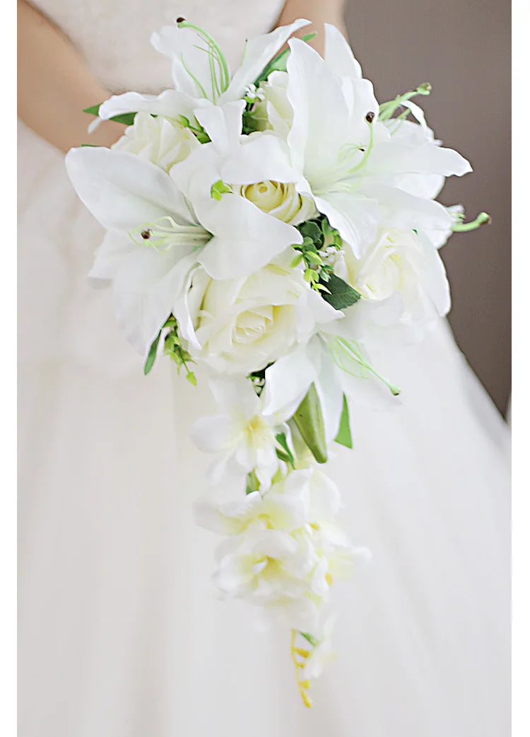 Rose Lily Cascading Bridal Bouquet