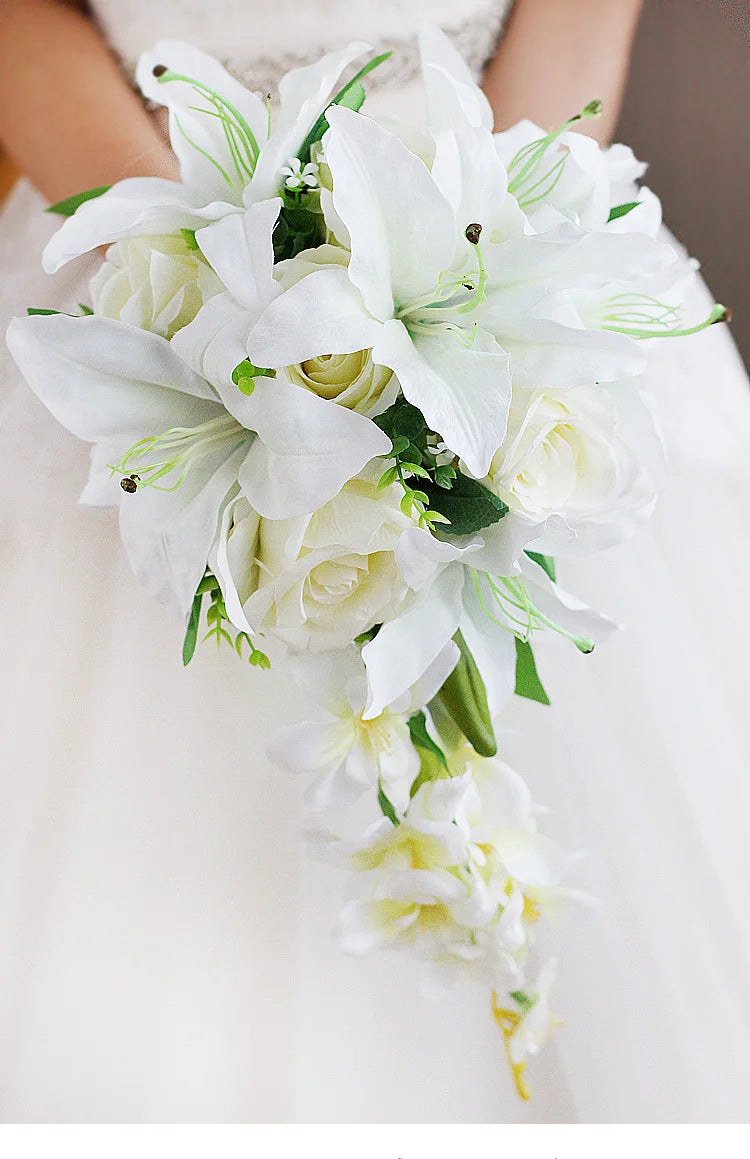 Rose Lily Cascading Bridal Bouquet