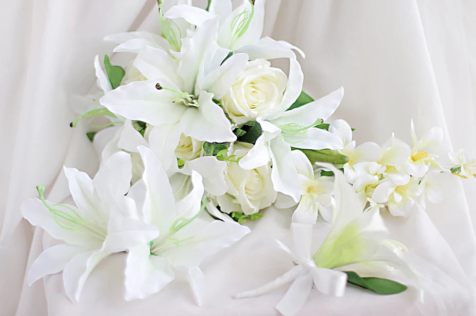 Rose Lily Cascading Bridal Bouquet