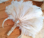 Ivory Feather Bridal Fan Bouquet