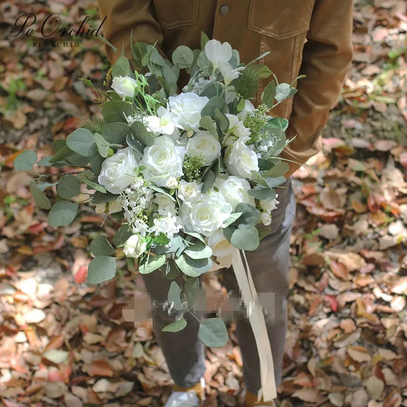 Green White Rose Bridal Bouquet