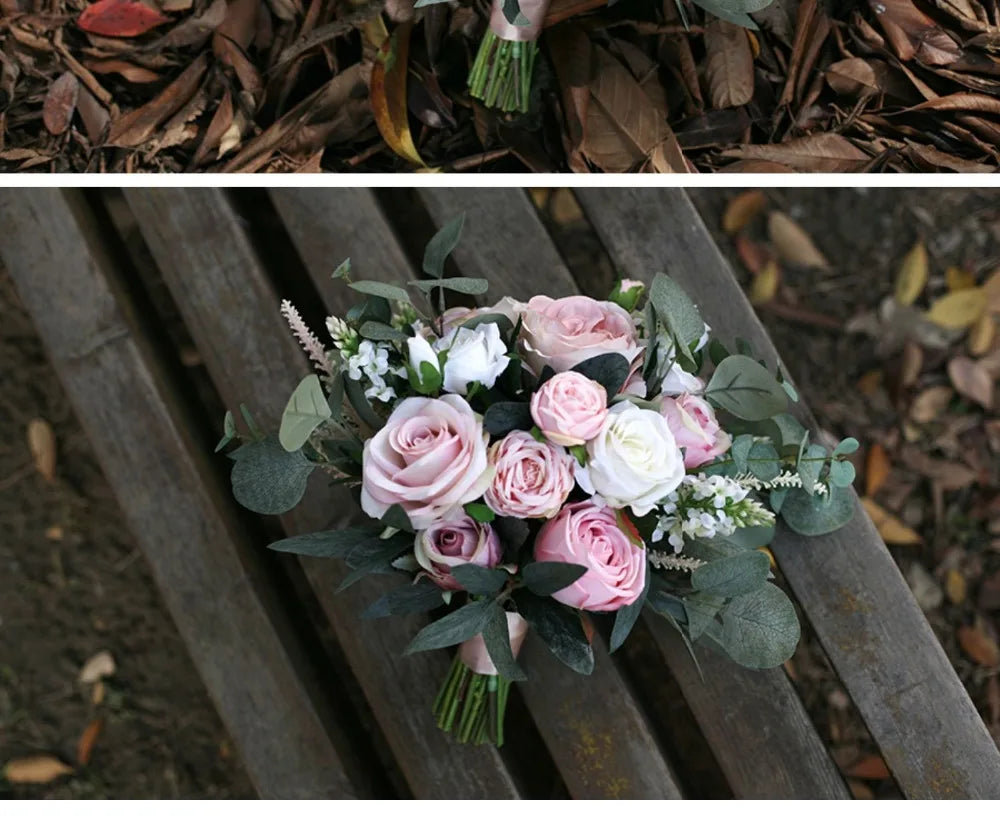 Dusty Rose, Blush Pink and White Rose Bouquet