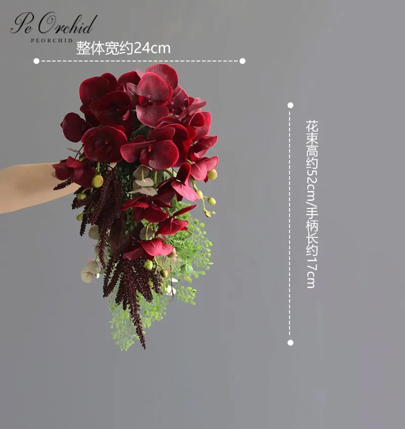Burgundy Cascading Bridal Bouquet