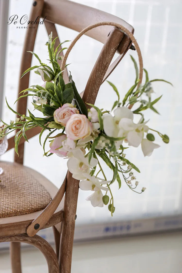 Cascading Orchid & Rose Floral Hoop