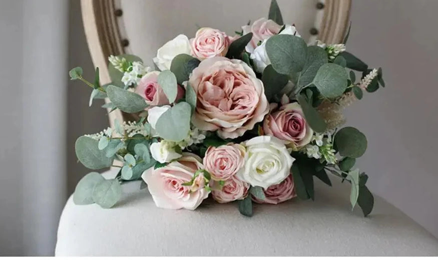 Dusty Rose, Blush Pink and White Rose Bouquet
