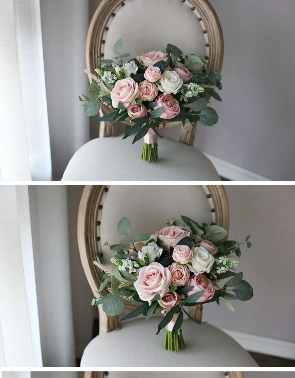 Dusty Rose, Blush Pink and White Rose Bouquet