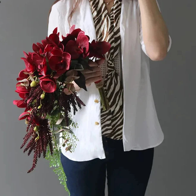 Burgundy Cascading Bridal Bouquet