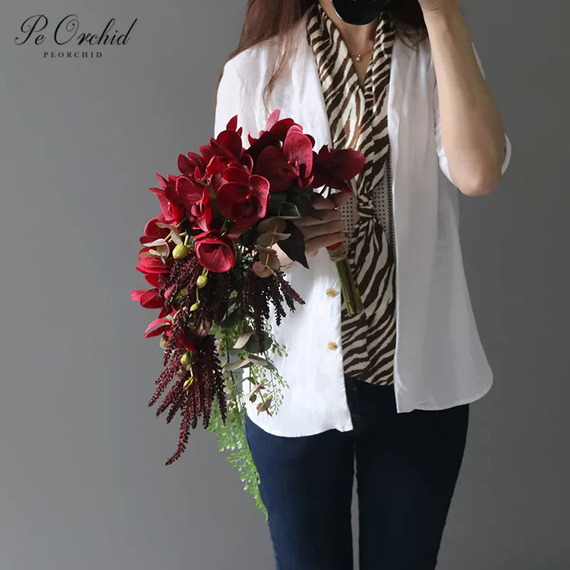 Burgundy Cascading Bridal Bouquet