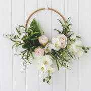 Cascading Orchid & Rose Floral Hoop
