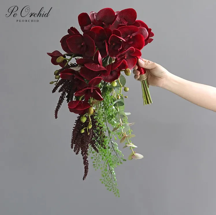 Burgundy Cascading Bridal Bouquet