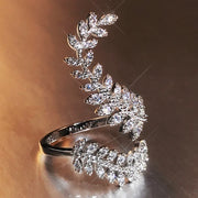 Crystal Leaf Vine Statement Ring