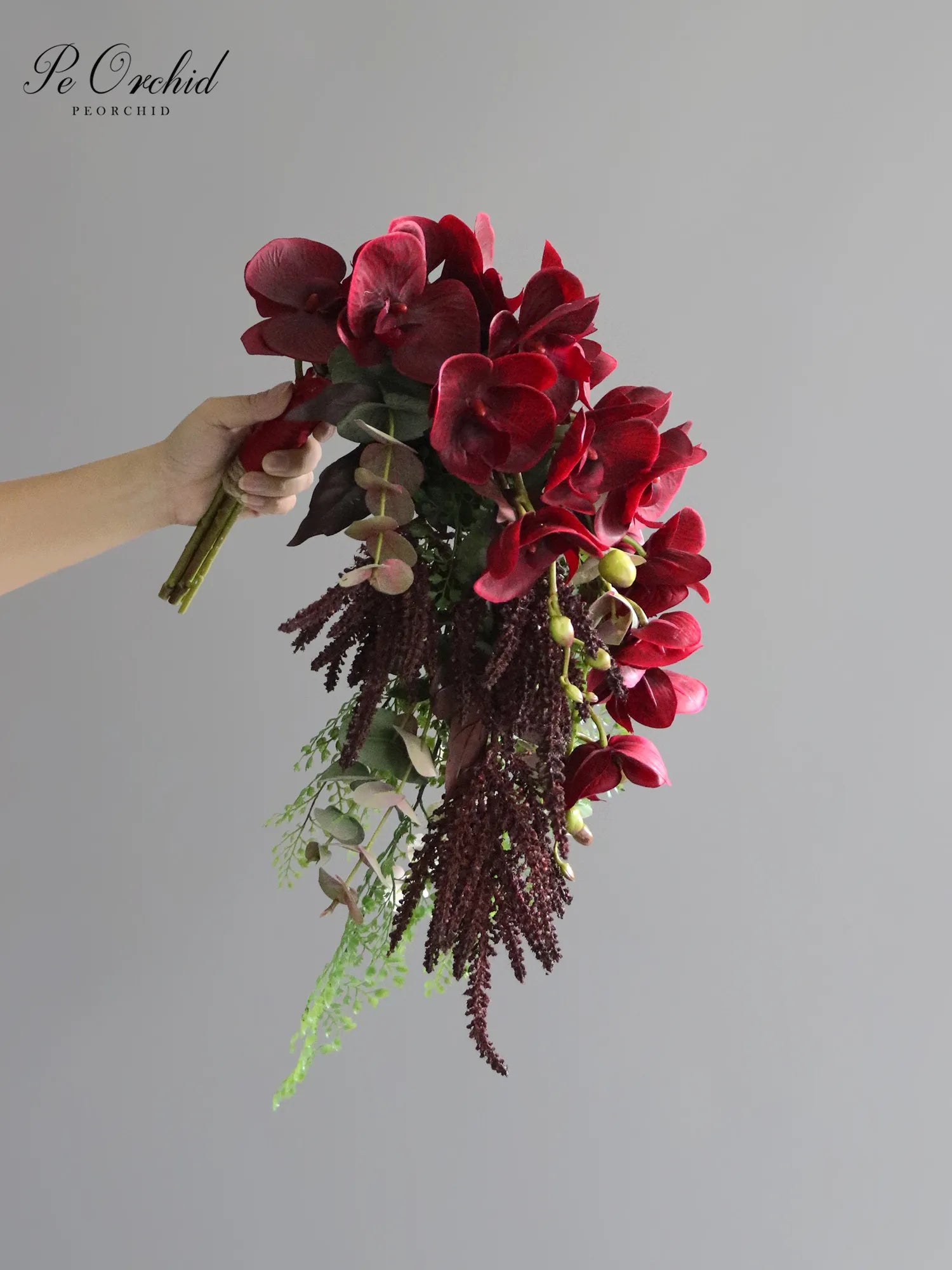 Burgundy Cascading Bridal Bouquet