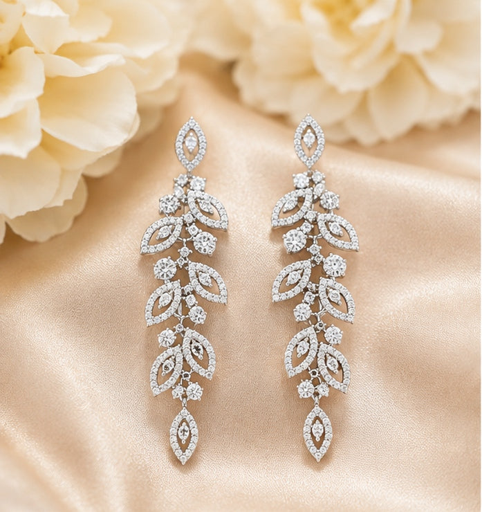 Crystal Leaf Vine Drop Earrings