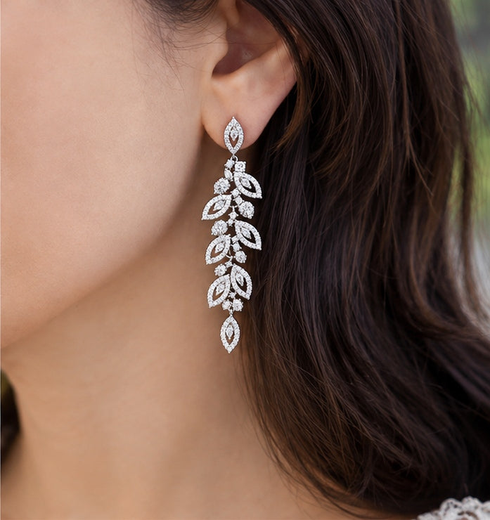 Crystal Leaf Vine Drop Earrings