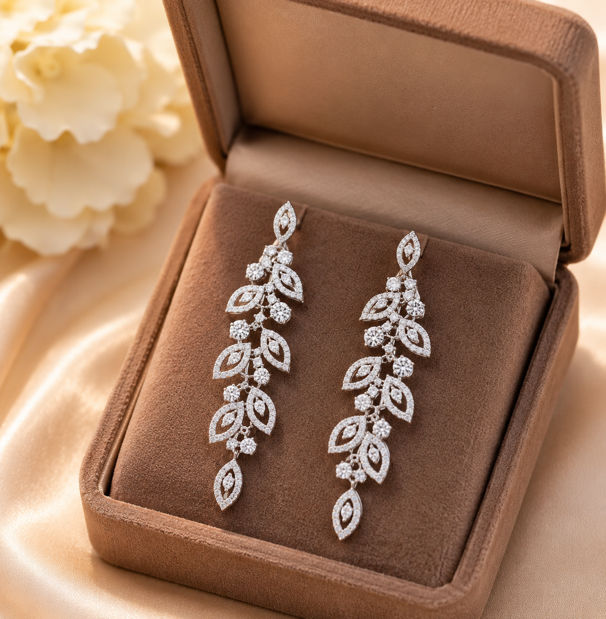 Crystal Leaf Vine Drop Earrings