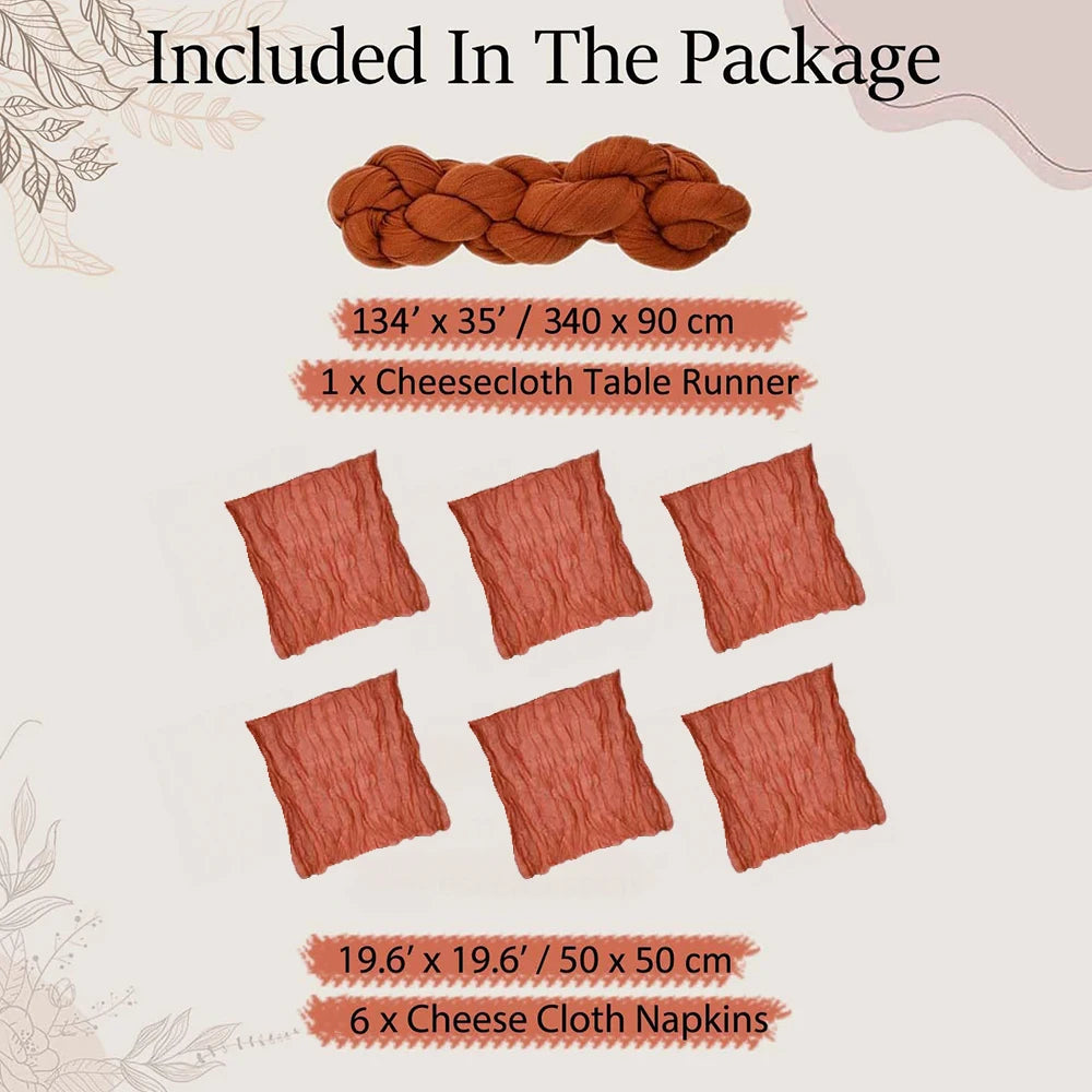Soft Gauze Rustic Setting Table Runner and Napkin Set