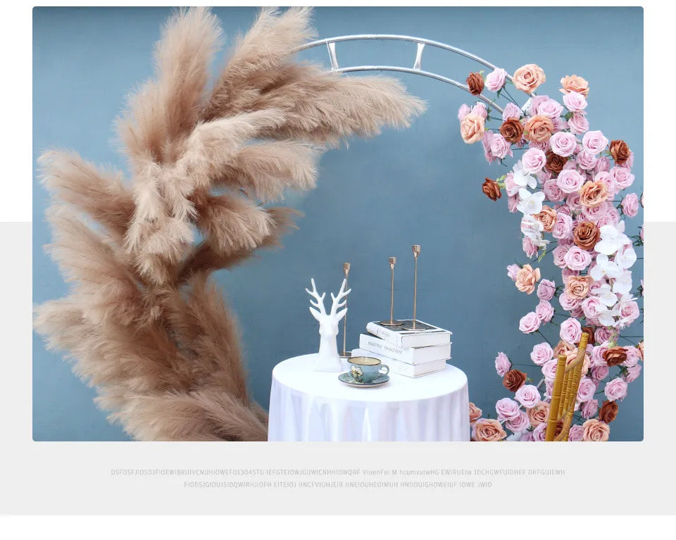 Elegant Pampas Rose Wedding Arch Decoration Piece