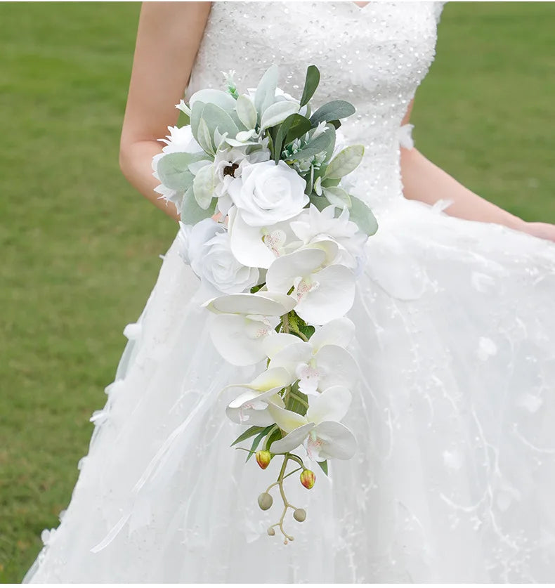 White Cascading Bridal Wedding Bouque