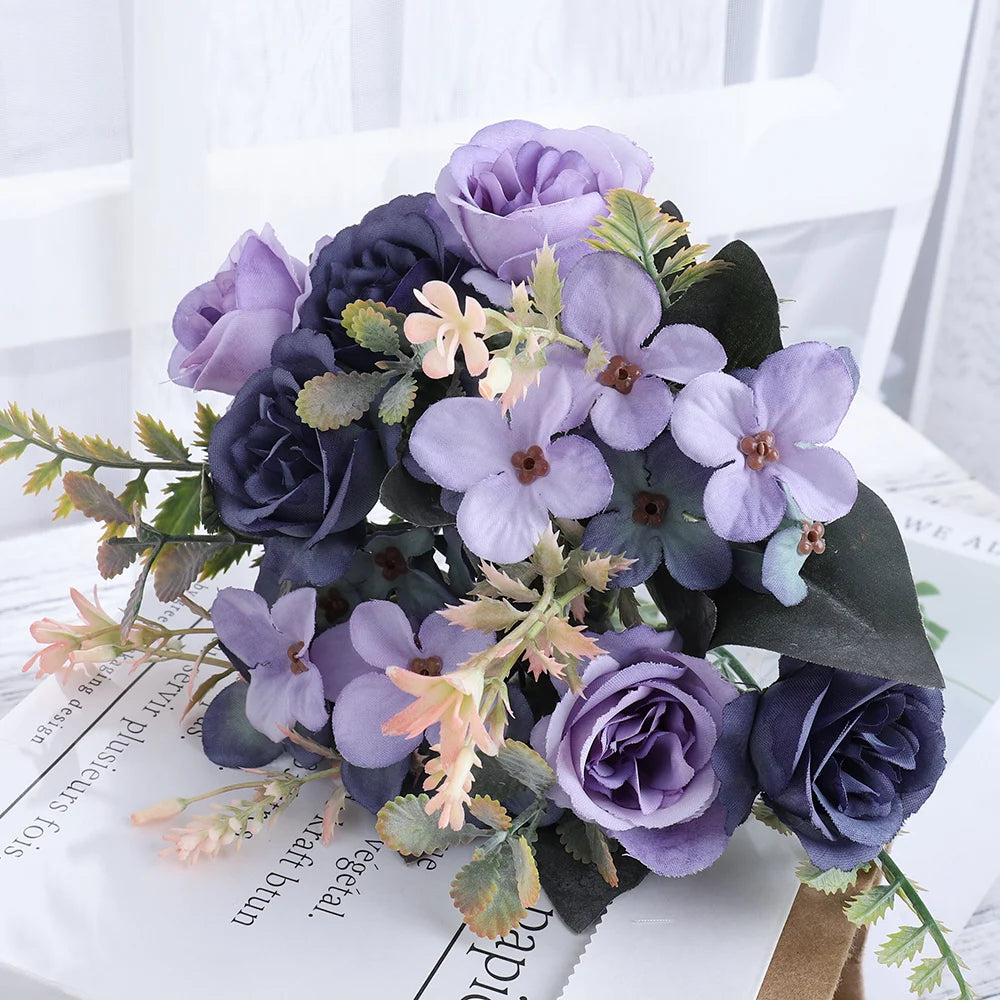 Beautiful Roses Autumn Artificial Flowers Silk Peony Hydrangea Big Bri