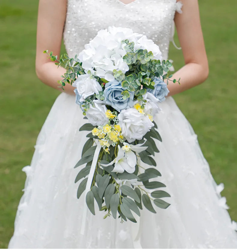 Cascading Bridal Wedding Bouquet - Blue, Terracotta or White