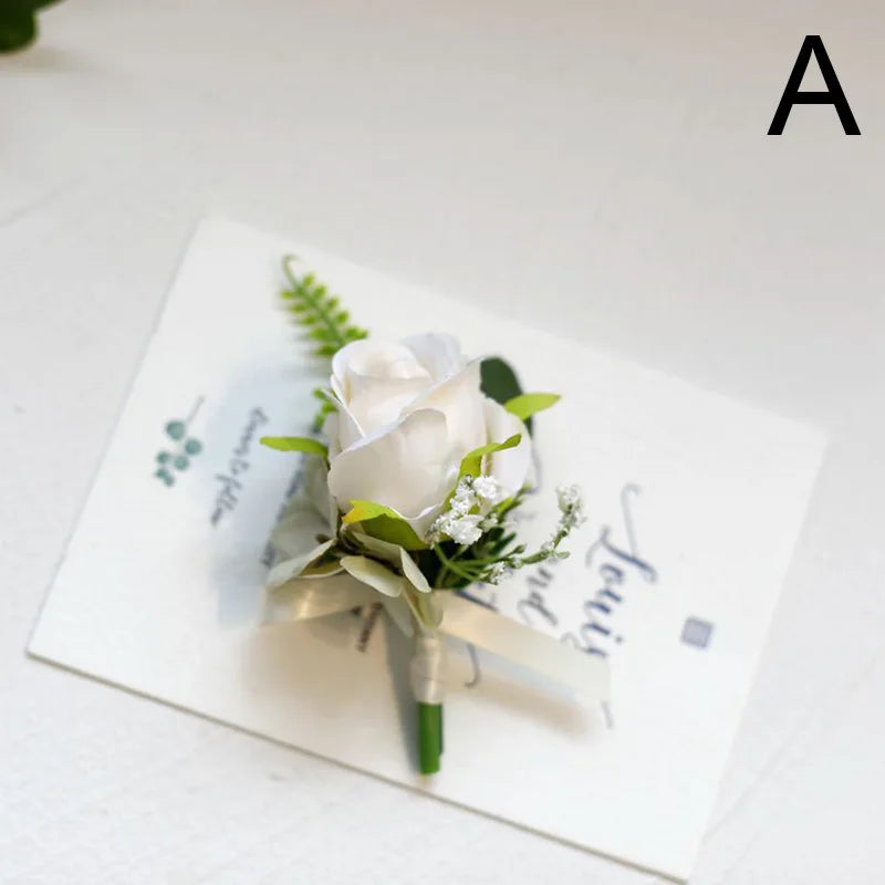 Silk Rose Wedding Boutonniere
