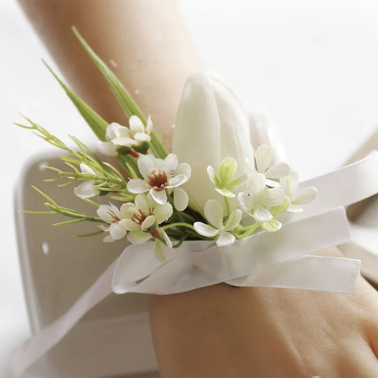 White Wedding Corsage Boutonniere