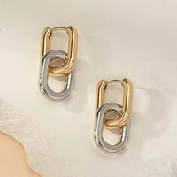 Stainless Steel Fashion Gold Color Geometric Square Hoop Earrings for 