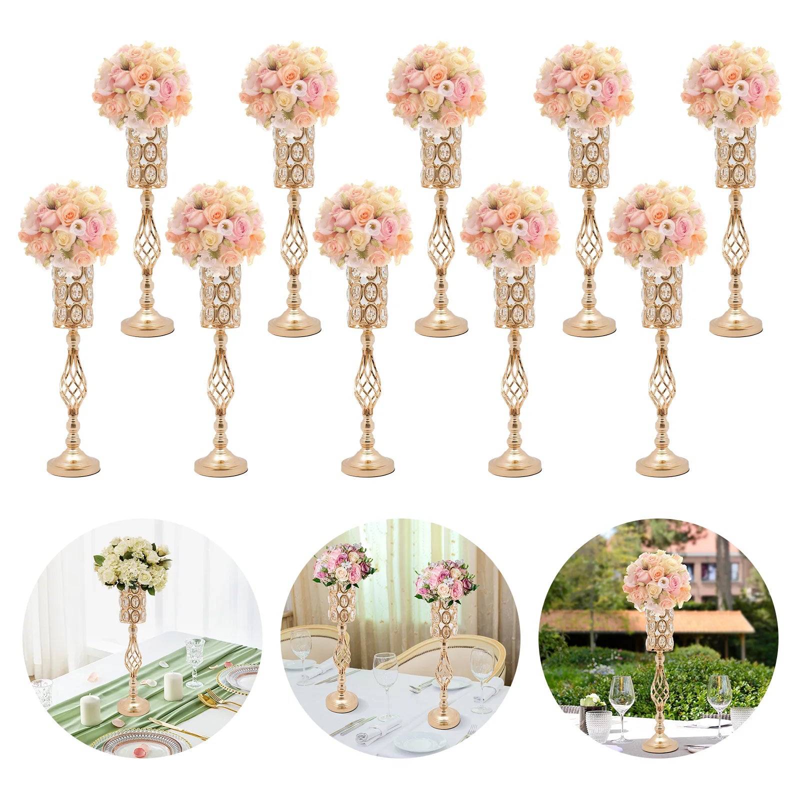 Elegant Wedding Flower Vases, 10-Piece Set