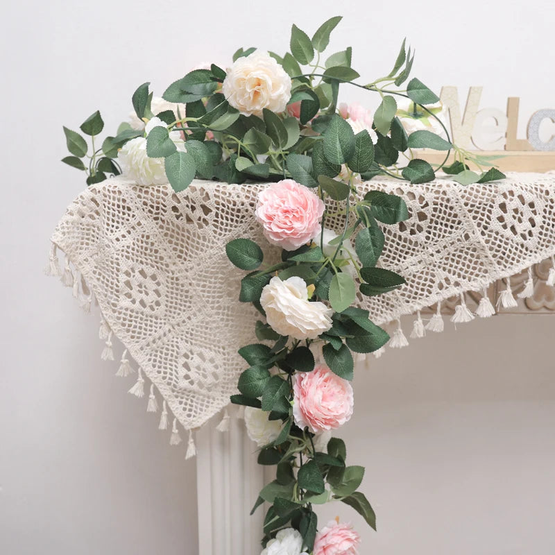 Pink Floral Garland with Greenery